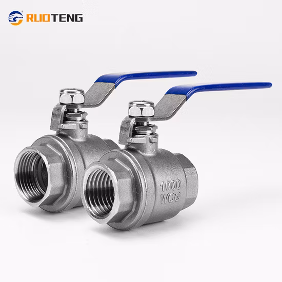 Punho de aço inoxidável SS304 316 com rosca interna de travamento BSPP BSPT NPT 2PC válvula de esfera